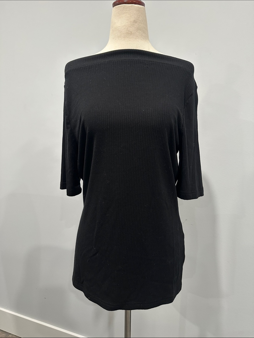 Banana Republic Black Ribbed Short Sleeve Top